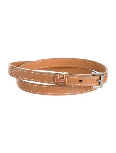 Pre-owned Hermes 2022 Epsom Leather H Belt In Brown