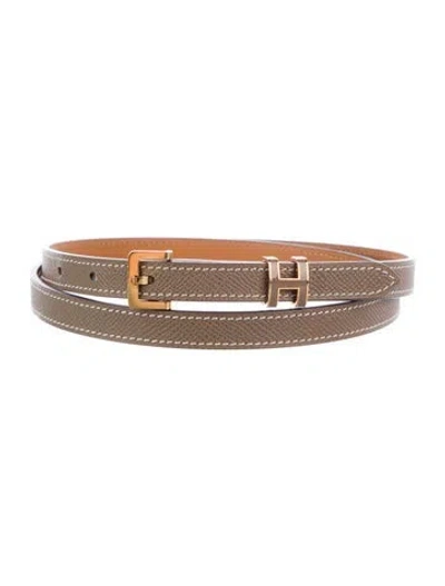 Pre-owned Hermes 2022 Epsom Leather H Belt In Neutral