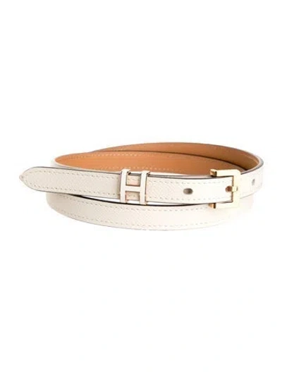 Pre-owned Hermes 2022 Epsom Leather H Belt In Neutral