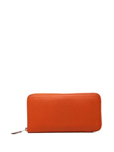 Pre-owned Hermes 2022 Epsom Silk In Classique Wallet Long Wallets In Orange