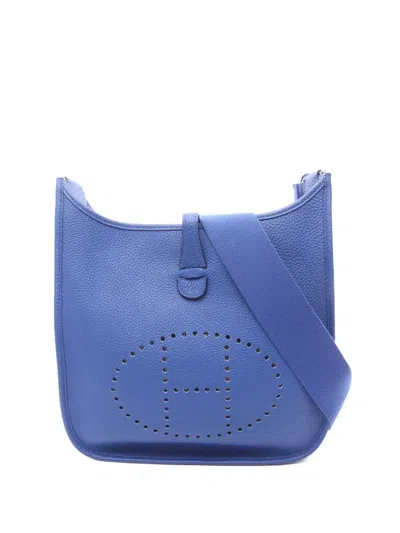 Pre-owned Hermes 2022 Evelyn Troyes Pm Shoulder Bag In Blue