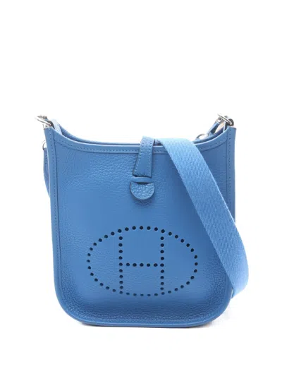 Pre-owned Hermes 2022 Evelyne Amazon Tpm Leather Shoulder Bag In Blue