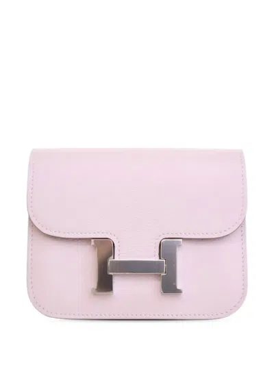 Pre-owned Hermes 2022 Evercolor Constance Slim Wallet Small Wallets In Pink
