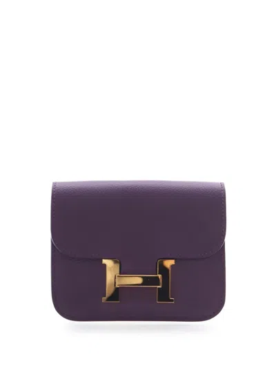 Pre-owned Hermes 2022 Evercolor Constance Slim Wallet Small Wallets In Purple