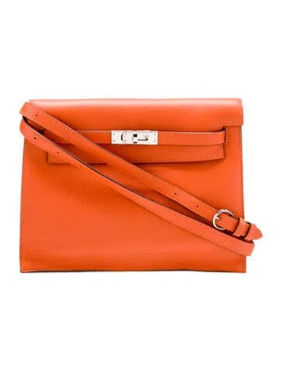 Pre-owned Hermes 2022 Evercolor Kelly Danse Ii Belt Bag In Orange