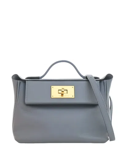 Pre-owned Hermes 2022 Evercolor Swift 24/24 21 Satchel In Blue