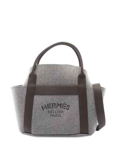 Pre-owned Hermes 2022 Feutre Sac De Pansage Groom Bag Satchel In Gray