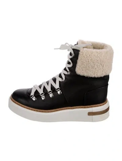 Pre-owned Hermes 2022 Flocon Lace-up Boots In Black