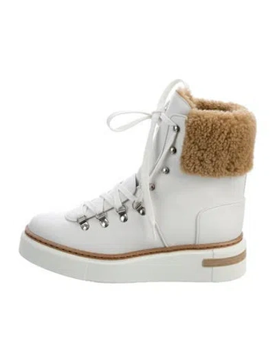 Pre-owned Hermes 2022 Flocon Lace-up Boots In White