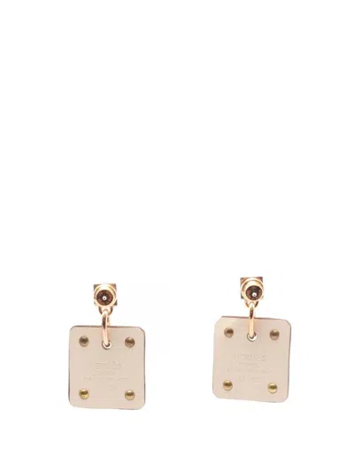 Pre-owned Hermes 2022 Gold Plated Swift As De Coeur Push Back Earrings Costume Earrings