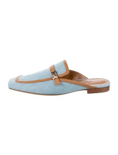 Pre-owned Hermes 2022 Groupie Mules In Blue