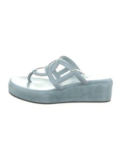 Pre-owned Hermes 2022 Gypsy Slides In Blue