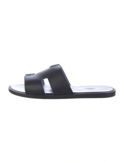 Pre-owned Hermes 2022 Izmir Slides In Black
