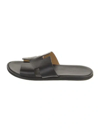 Pre-owned Hermes 2022 Izmir Slides In Black