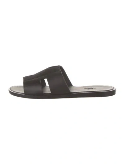 Pre-owned Hermes 2022 Izmir Slides In Black