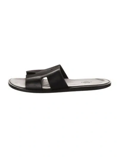 Pre-owned Hermes 2022 Izmir Slides In Black
