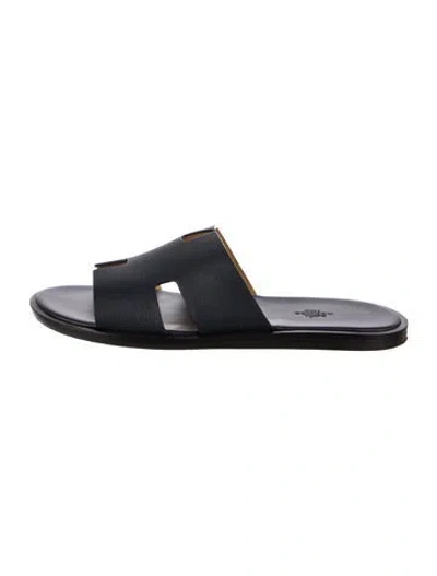 Pre-owned Hermes 2022 Izmir Slides In Blue