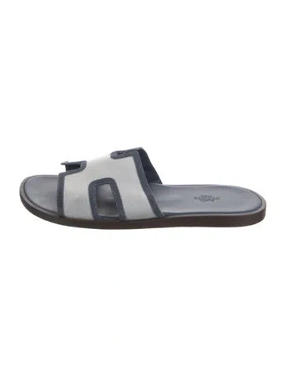Pre-owned Hermes 2022 Izmir Slides In Blue