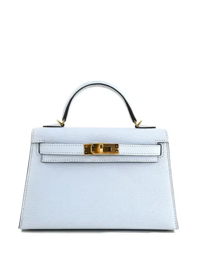 Pre-owned Hermes 2022 Kelly 20 Handbag In Blue
