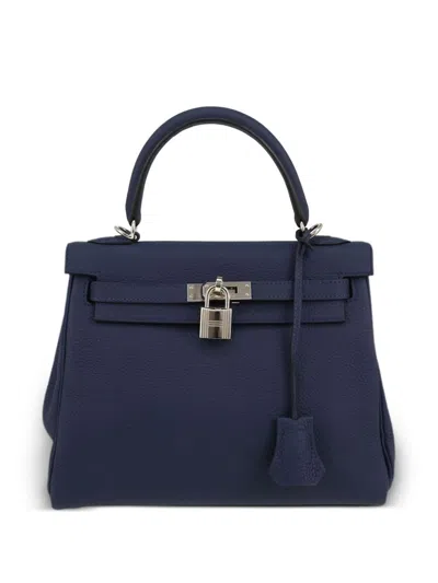 Pre-owned Hermes 2022 Kelly 25 Handbag In Blue