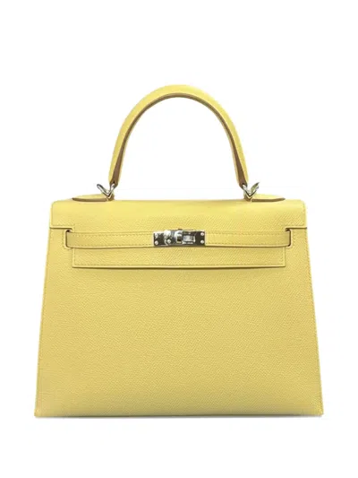 Pre-owned Hermes 2022 Kelly 25 Sellier Tote Bag In Yellow