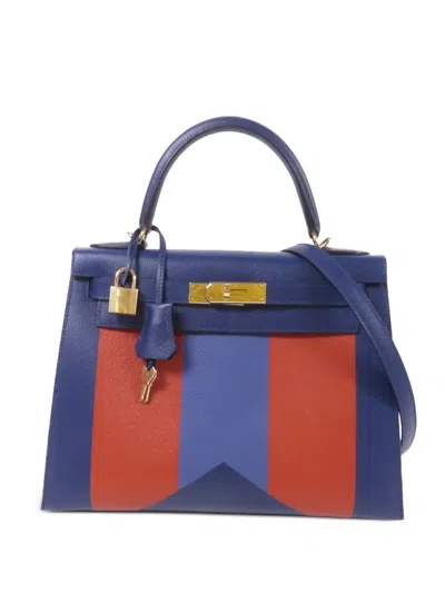Pre-owned Hermes 2022 Kelly 28 Tote Bag In Blue