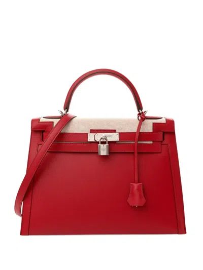 Pre-owned Hermes 2022 Kelly 32 Sellier Tote Bag In Red