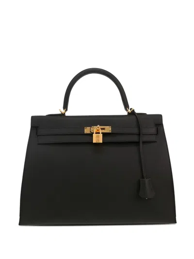 Pre-owned Hermes 2022 Kelly 35 Tote Bag In Black
