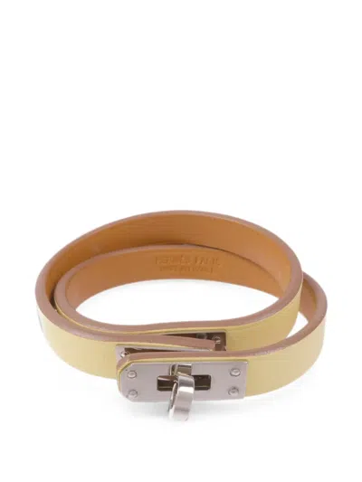 Pre-owned Hermes 2022 Kelly Double Tour Bracelet In Yellow