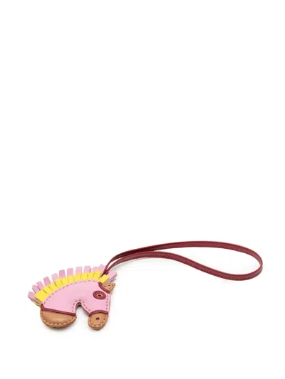 Pre-owned Hermes 2022 Milo Lambskin Geegee Camail Bag Charm Key Chain In Pink