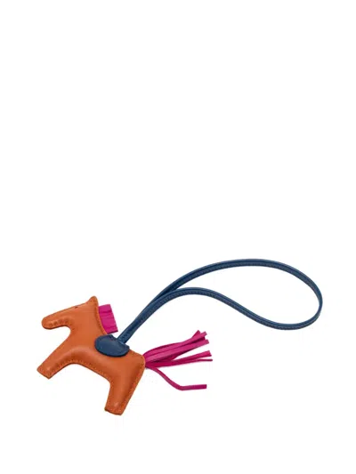 Pre-owned Hermes 2022 Milo Lambskin Grigri Rodeo Bag Charm Pm Key Chain In Brown