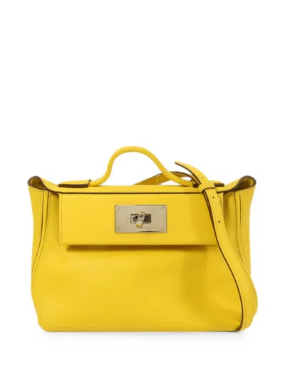 Pre-owned Hermes 2022 Mini 24/24 Jaune Citron Tote Bag In Yellow