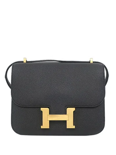 Pre-owned Hermes 2022 Mini Epsom Constance Iii 18 Crossbody Bag In Black