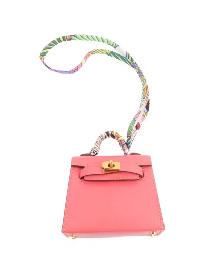 Pre-owned Hermes 2022 Mini Kelly Twilly Bag Charm In Pink