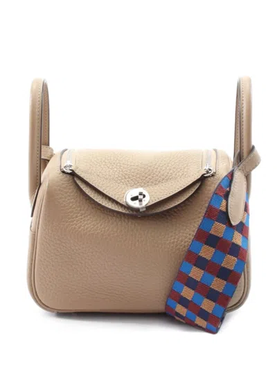 Pre-owned Hermes 2022 Mini Lindy Textured Leather Tote Bag