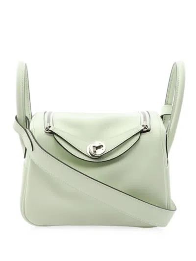 Pre-owned Hermes 2022 Mini Lindy Tote Bag In Green