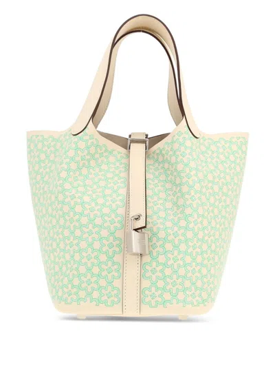 Pre-owned Hermes 2022 Mini Picotin Lock Tote Bag In Green