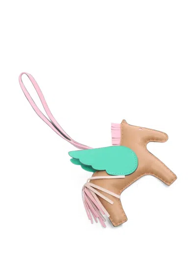 Pre-owned Hermes 2022 Mm Rodeo Pegasus Bag Charm In Neutrals