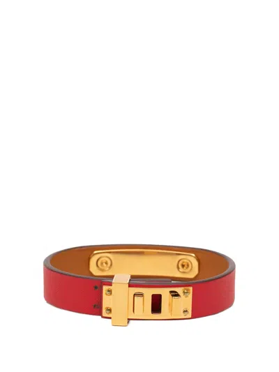 Pre-owned Hermes 2022 Narrow Swift As De Coeur Bracelet Costume Bracelet In Red