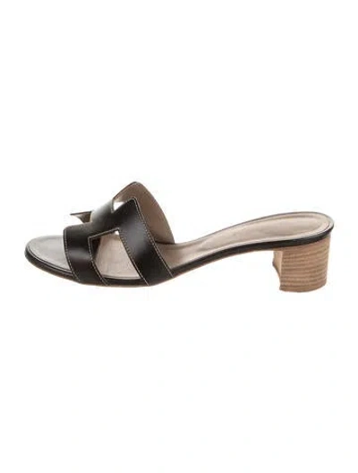 Pre-owned Hermes 2022 Oasis Slides In Black