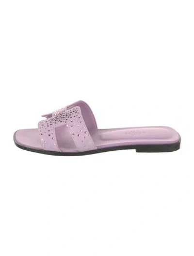 Pre-owned Hermes 2022 Oran Slides In Purple