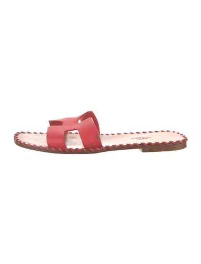 Pre-owned Hermes 2022 Oran Slides In Red