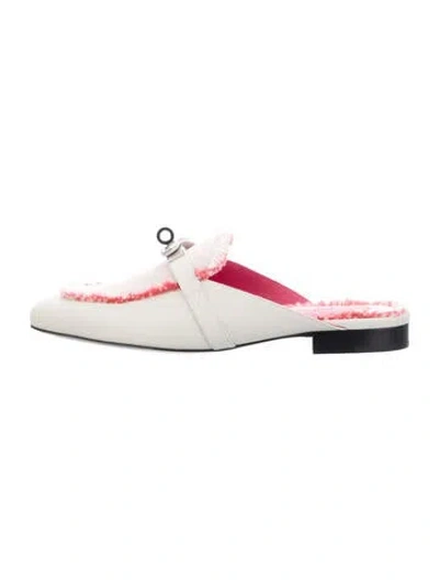 Pre-owned Hermes 2022 oz Mules In Pink/white