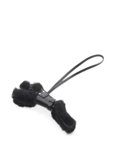 Pre-owned Hermes 2022 Paddy Shearling Bag Charm In Black
