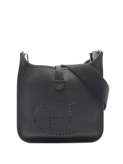 Pre-owned Hermes 2022 Pm Evelyn Leather Shoulder Bag In Black