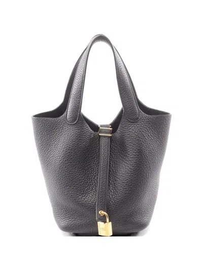 Pre-owned Hermes 2022 Pm Picotin Lock Shoulder Bag In Black
