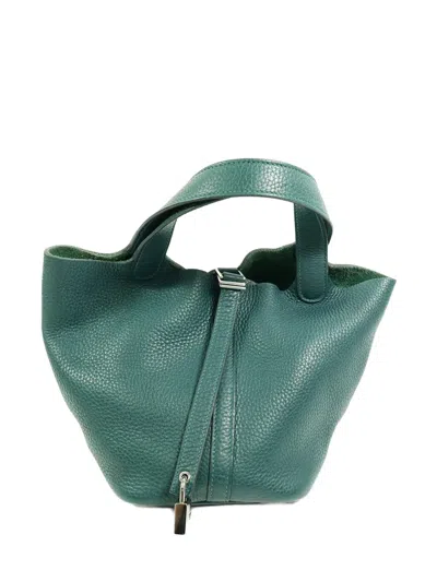 Pre-owned Hermes 2022 Pm Picotin Tote Bag In Green