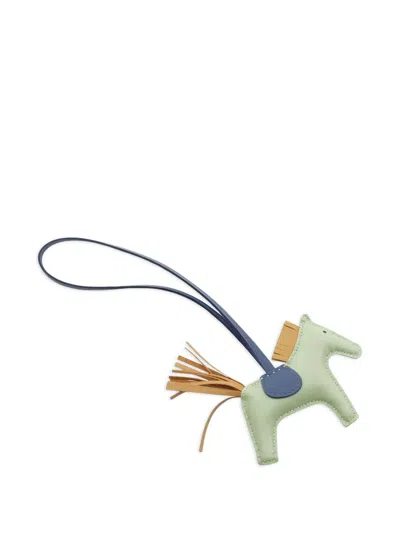 Pre-owned Hermes 2022 Pm Rodeo Horse-shape Fringe Bag Charm In Green