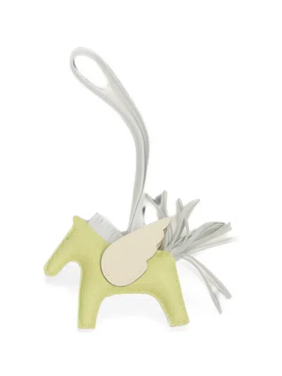 Pre-owned Hermes 2022 Pm Rodeo Pegase Leather Bag Charm In Green