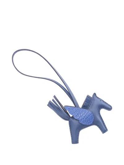 Pre-owned Hermes 2022 Pm Rodeo Pegasus Bag Charm In Blue
